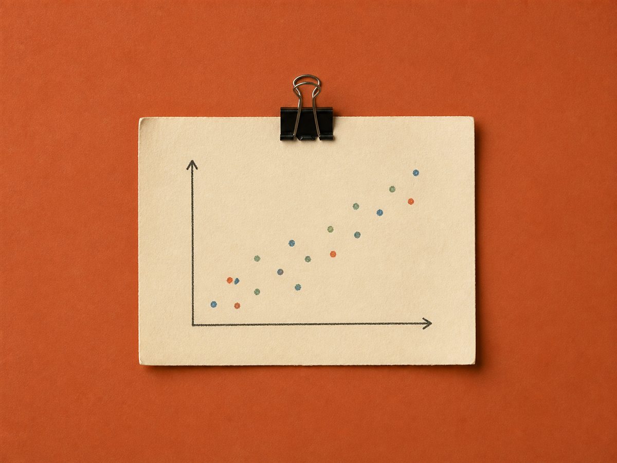A clipped survey sheet with a hand-drawn scatterplot
